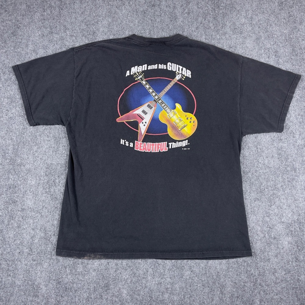 Y2K A Man and his GUITAR T-Shirt Mens XL Black Graphic Tee 2001